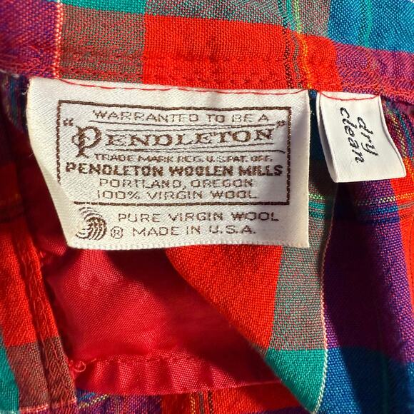 Pendleton Wool Midi Skirt Plaid A-Line Pleated Pockets Lightweight VTG 70s USA - Picture 3 of 10